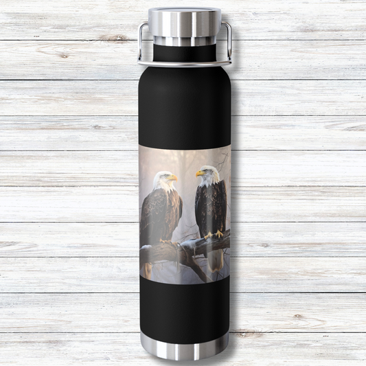 Majestic Bald Eagles Captivating Wildlife Photography - 22 oz Copper Vacuum Insulated Bottle Multiple Colors