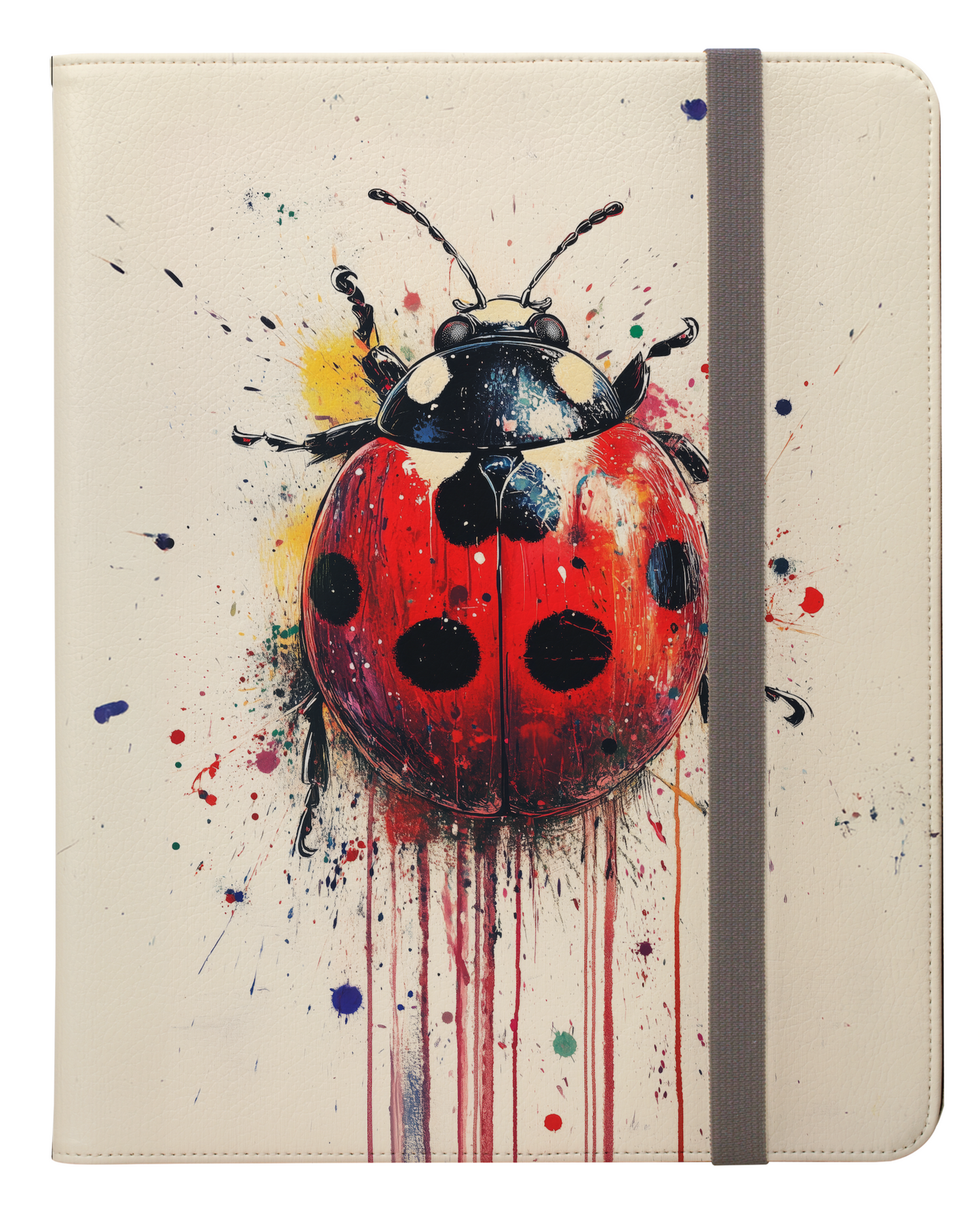 Vibrant Paint Splatter Ladybug Art Print Ipad Pro 11 & Pro 12.9 Protective Case and Pencil Holder