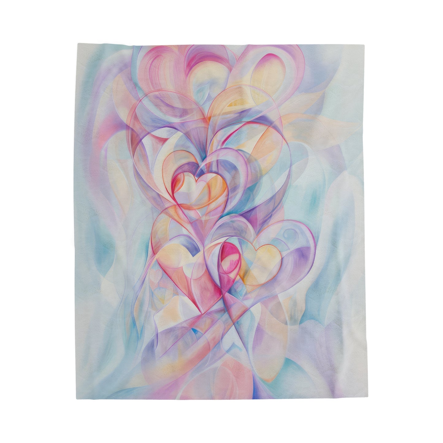 Ethereal Heart Harmony Abstract Pastel Love with Flowing Colors Velveteen Plush Blanket 3 Sizes