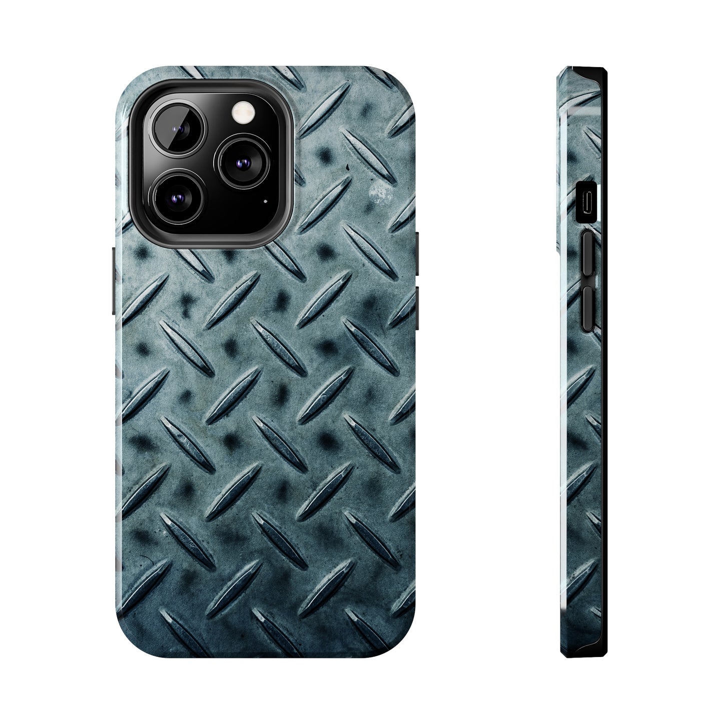 Blue Steel Diamond Plate Design Iphone Tough Phone Case