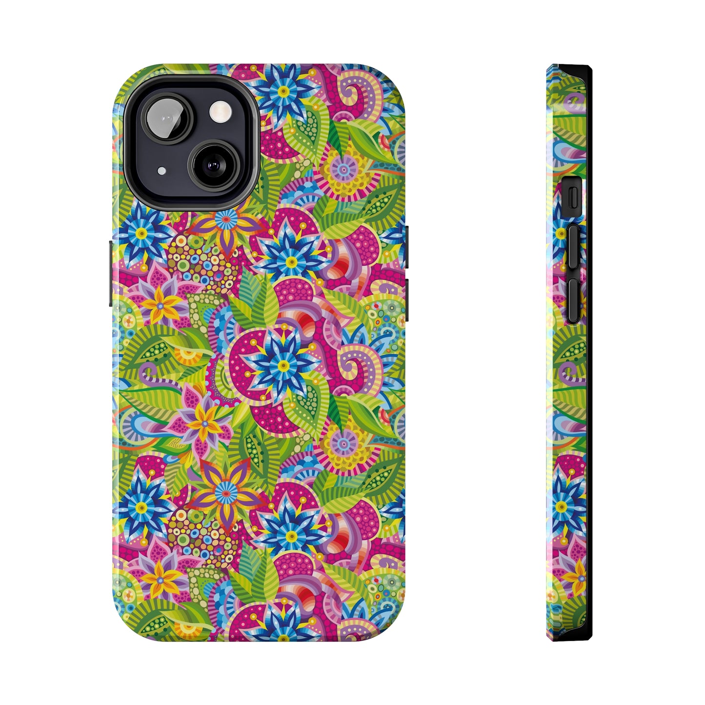 Vibrant Array of Abstract Flowers and Paisley in Rainbow Hues Iphone Tough Phone Case