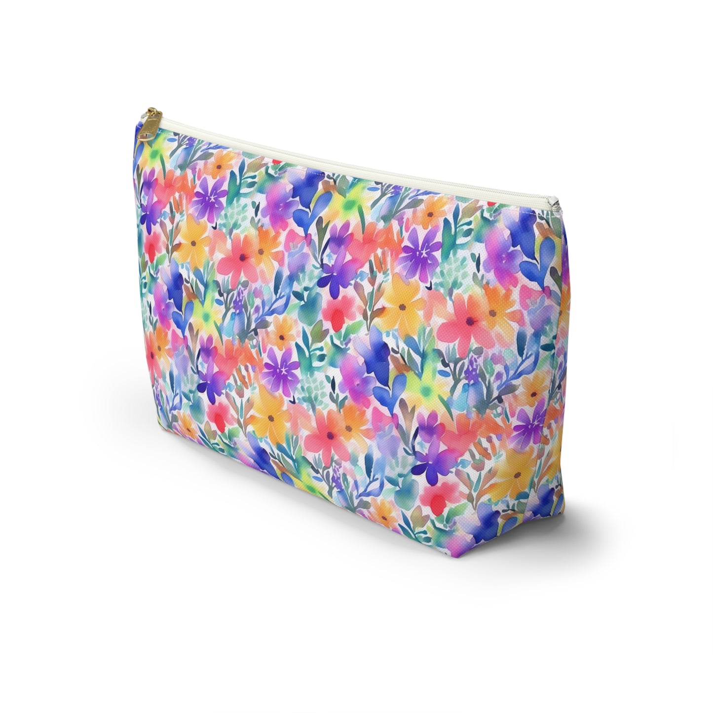 Radiant Watercolor Blooms: Bright and Vivid Floral  Design - Makeup & Accessory Bag 2 Sizes