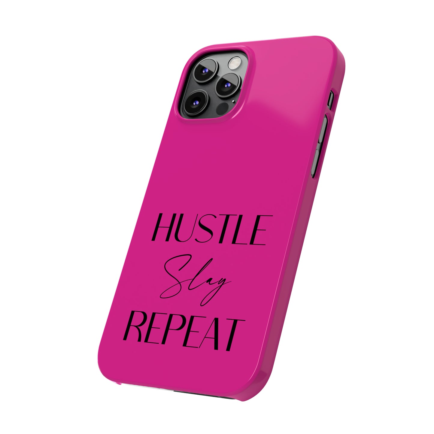 Pink & Black - Hustle Slay Repeat Iphone 15-12 Slim Phone Case