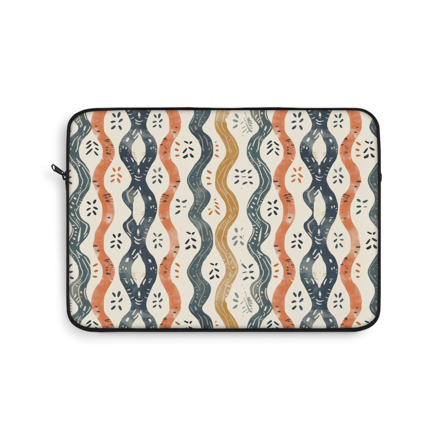 Boho Waves with Earthy Blues Reds and Browns Laptop or Ipad Protective Sleeve 3 Sizes Available