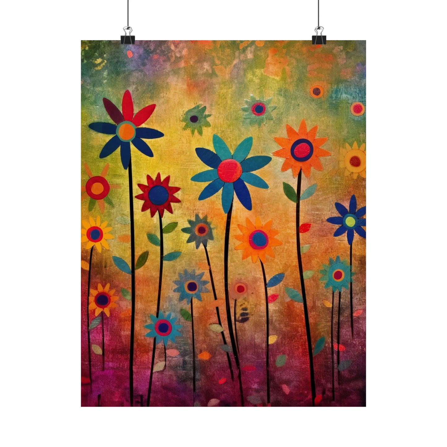 Earthy Elegance: Boho Flower Garden Print on Matte Poster  - 4 Sizes