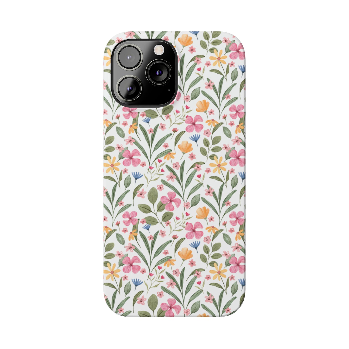 Pink Watercolor Spring Flowers Iphone 15-12 Slim Phone Case