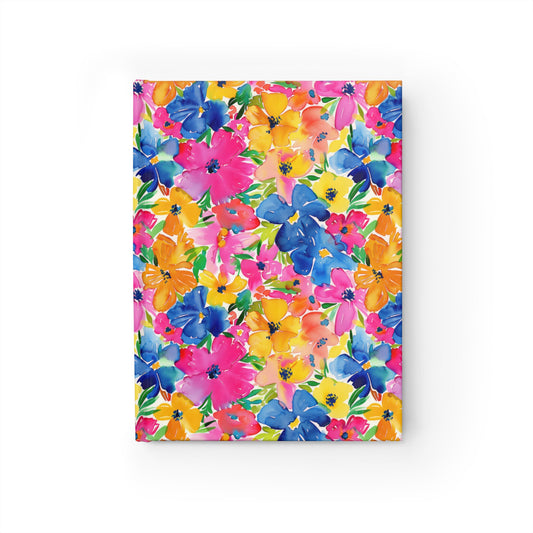 Springtime Kaleidoscope: Multi-color Watercolor Blossoms in Bloom Hardcover Ruled Line Journal