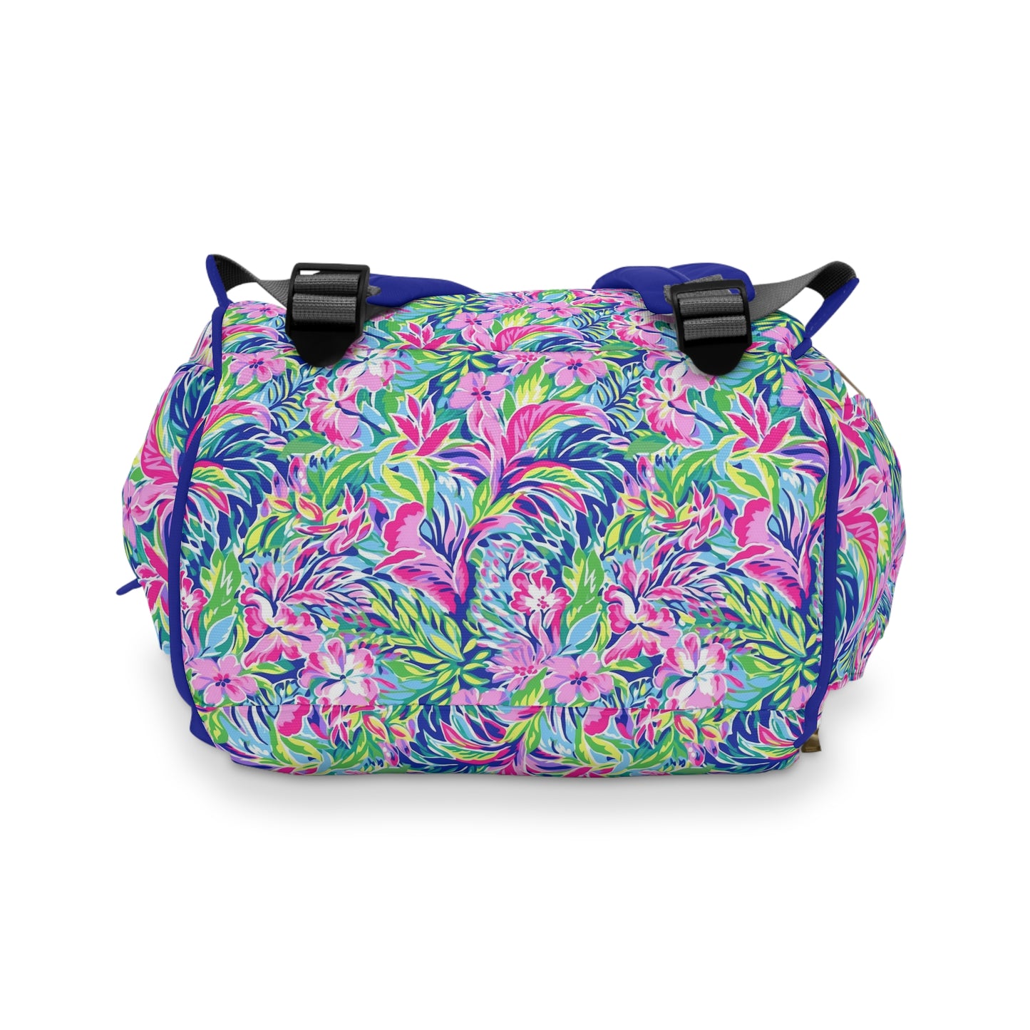 Tropical Serenity: Pink, Green, and Blue Watercolor Floral Delight Multifunctional Diaper Backpack