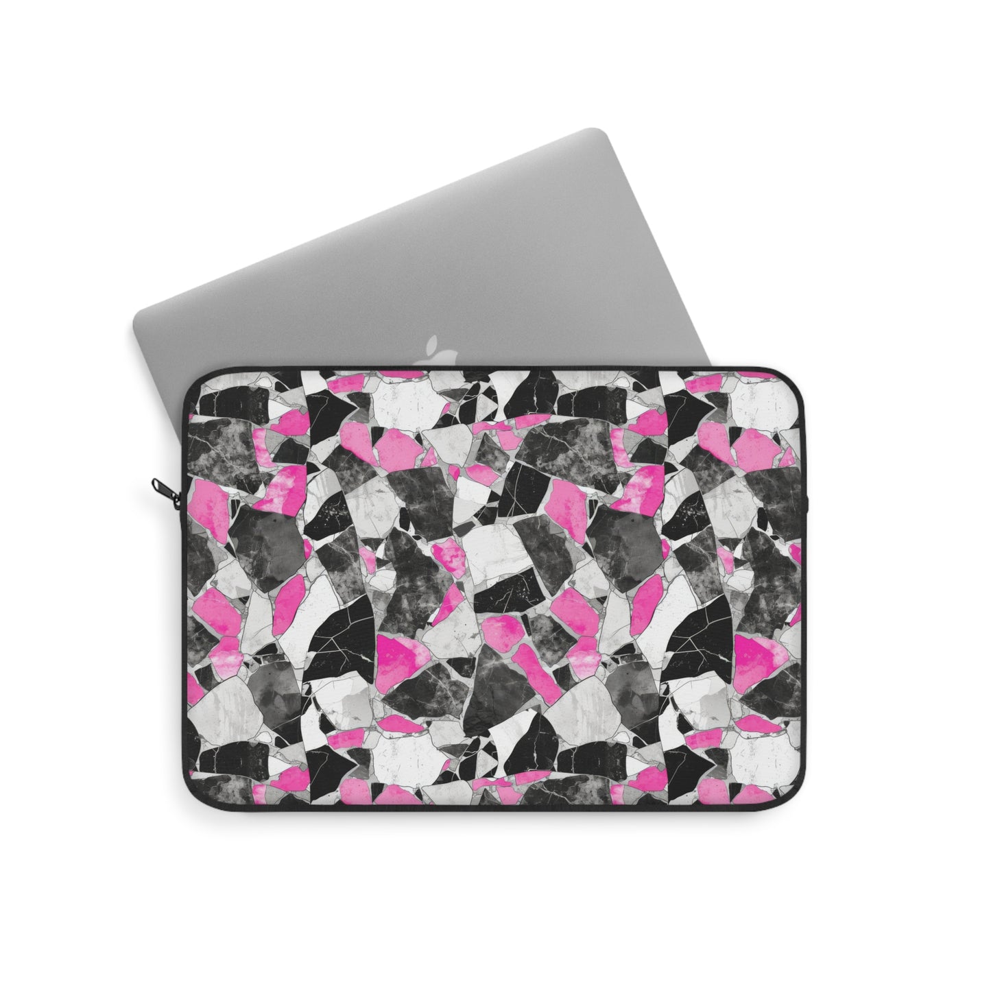 Chic Pink and Gray Mosaic Design Laptop or Ipad Protective Sleeve 3 Sizes Available