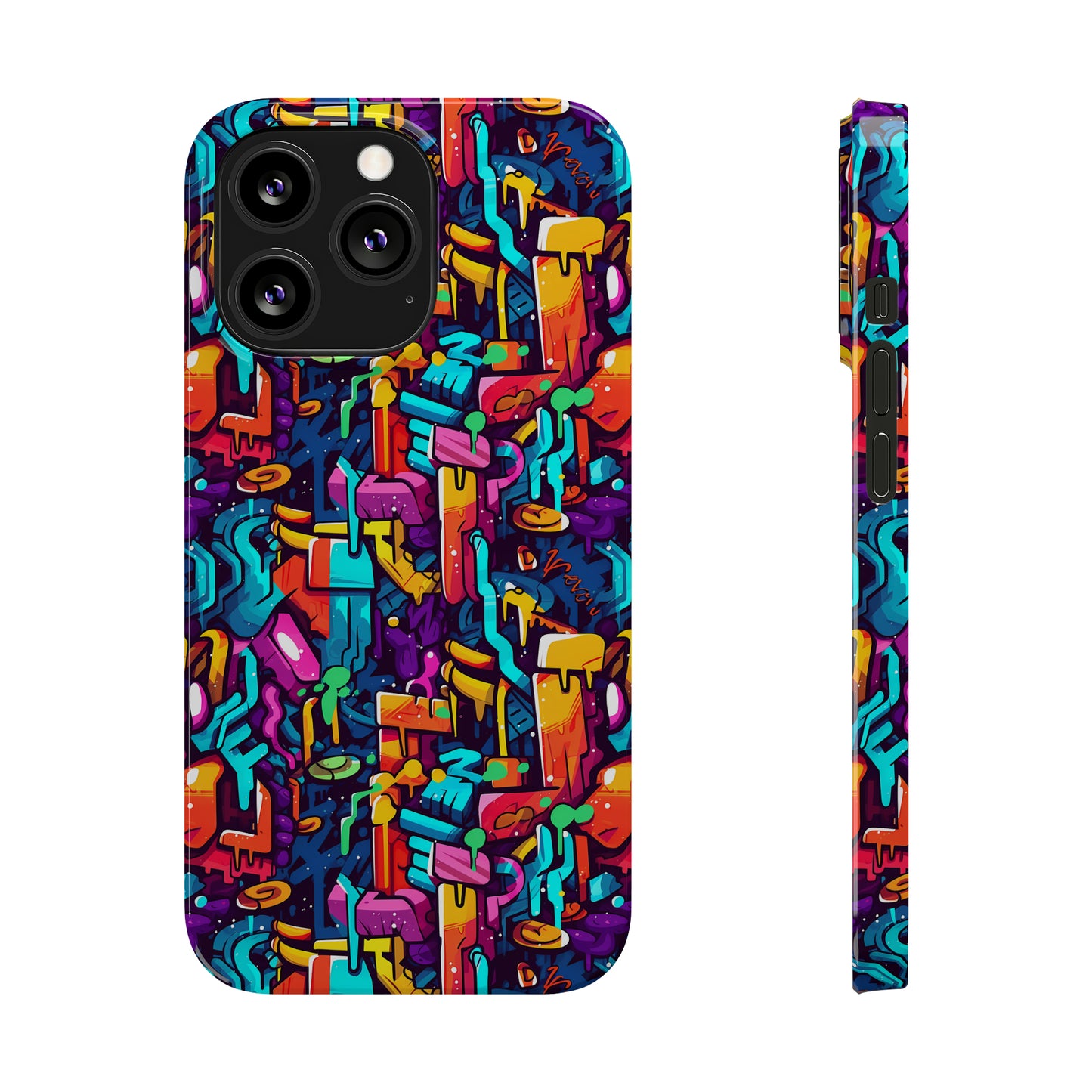 3D Abstract Colorful Street Graffiti Art Design Iphone 15-12 Slim Phone Case