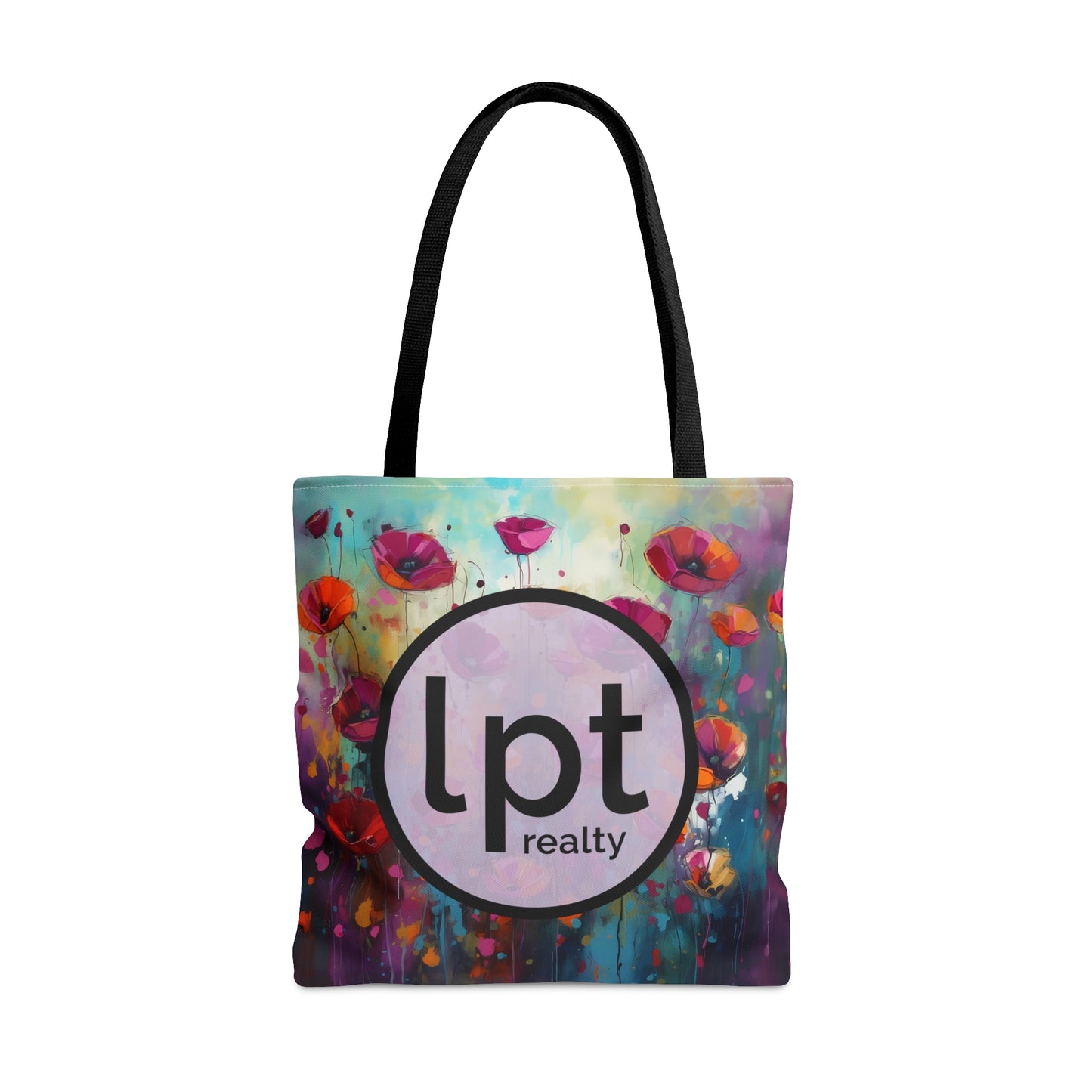 LPT Realty Logo on Field of Pink Wildflowers - Canvas Tote 3 Sizes