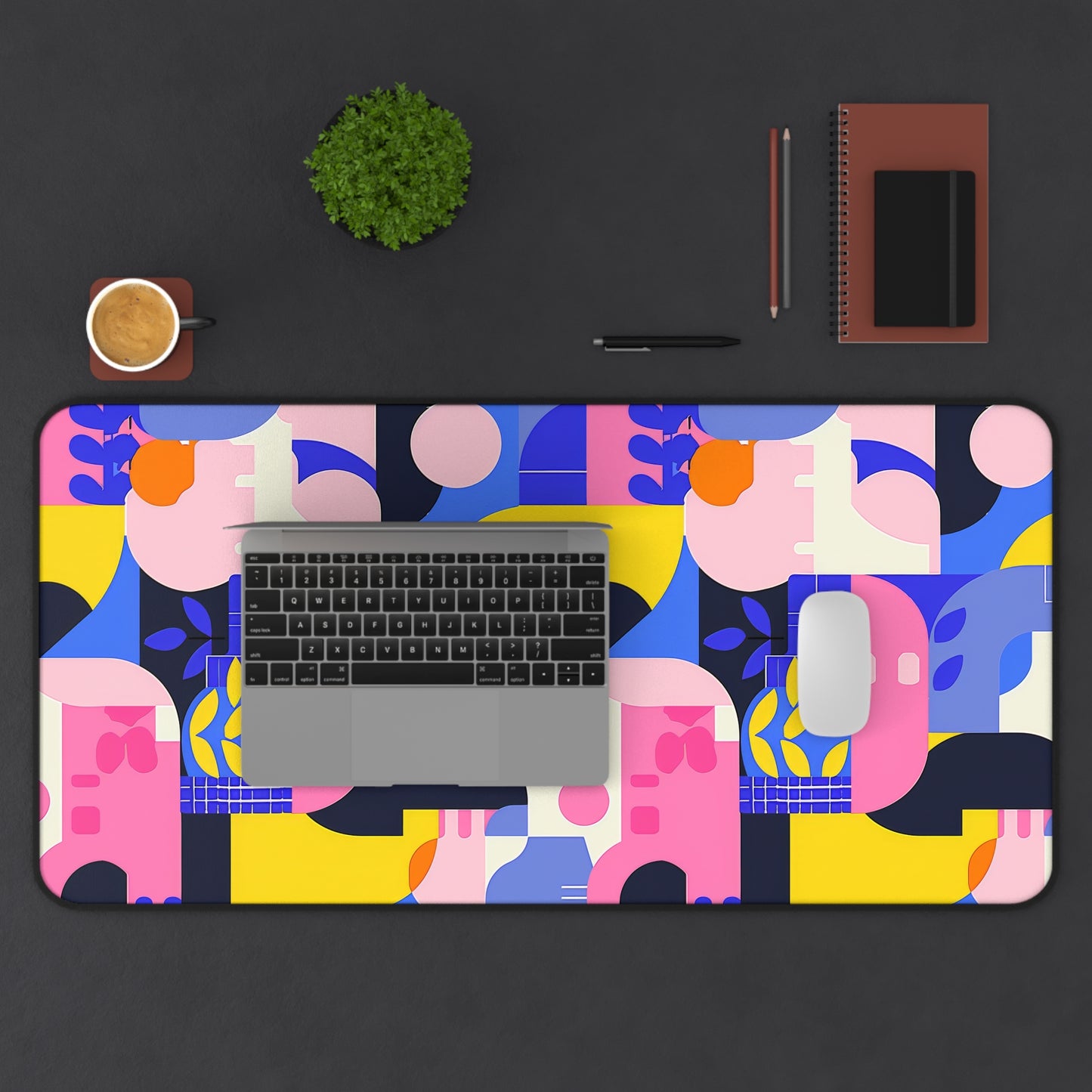 Pop Art in Vibrant Bold Geometric Colors Extended Gaming Mouse Pad  Desk Mat  - 3 Sizes