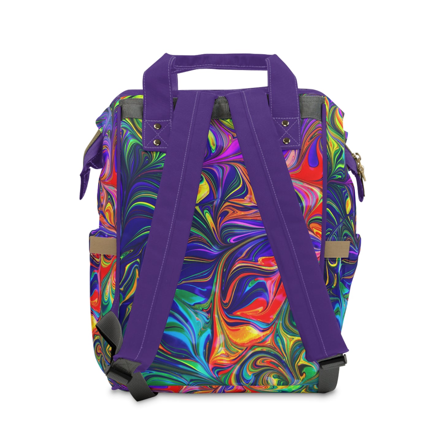 Radiant Spectrum: Rainbow Abstract Swirl Multifunctional Diaper Backpack