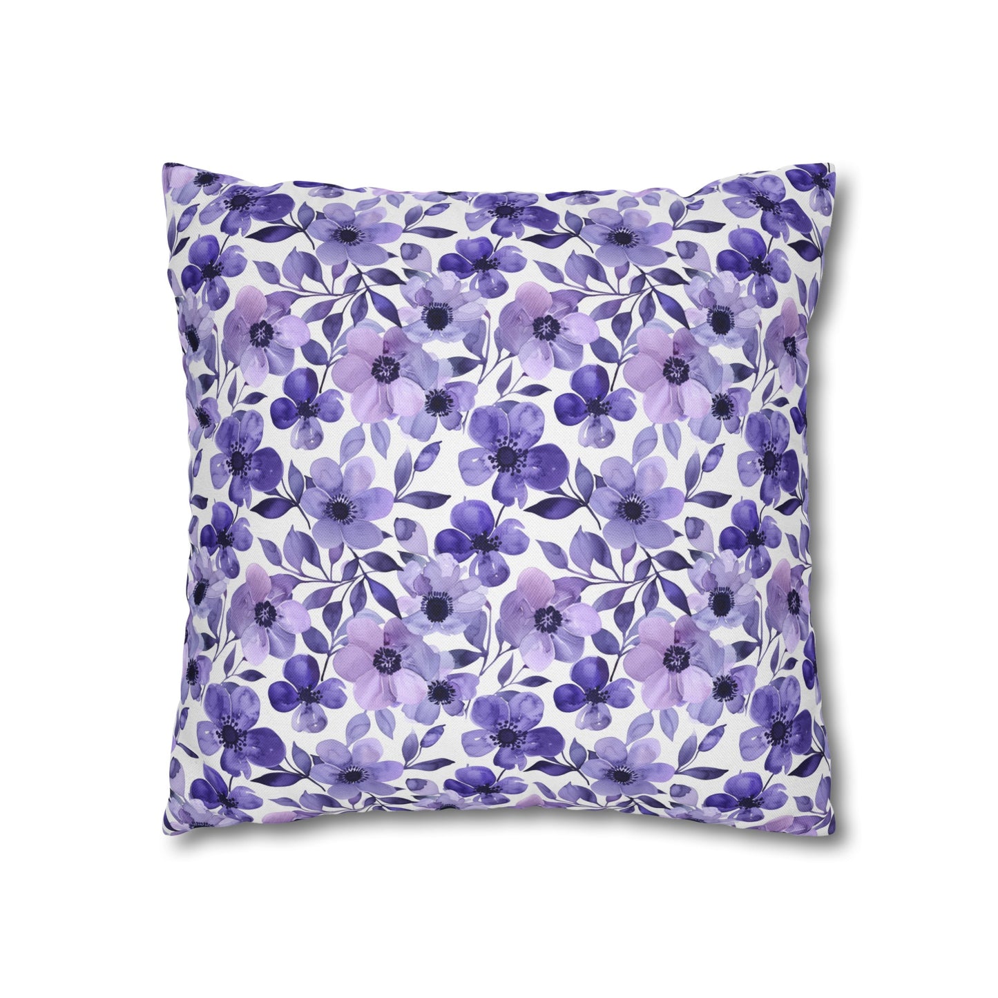 Elegant Purple Watercolor Blossoms Spun Polyester Square Pillowcase 4 Sizes