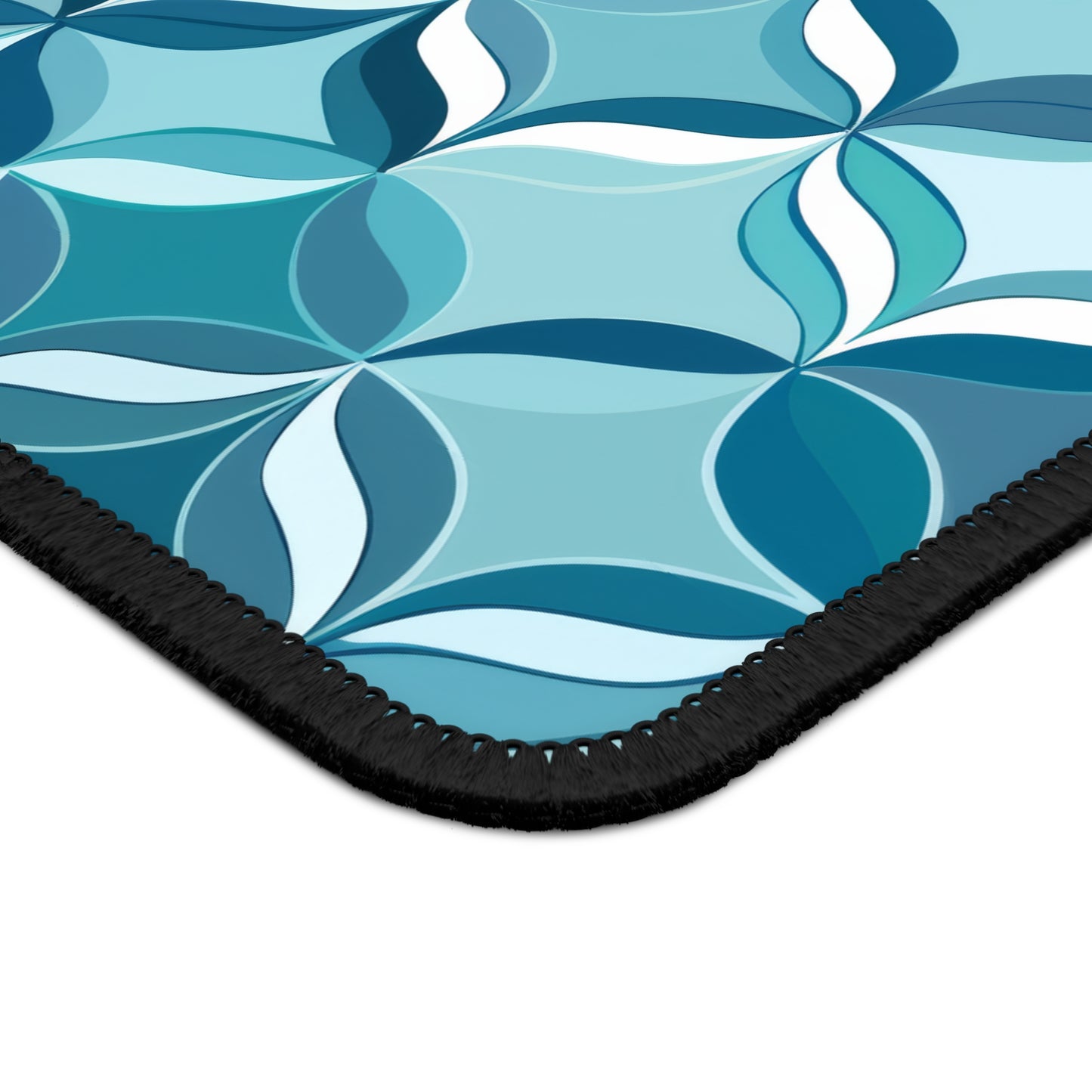 Modern Chic Aqua and Cream Geometric Pattern Mouse Pad with Finished Edges