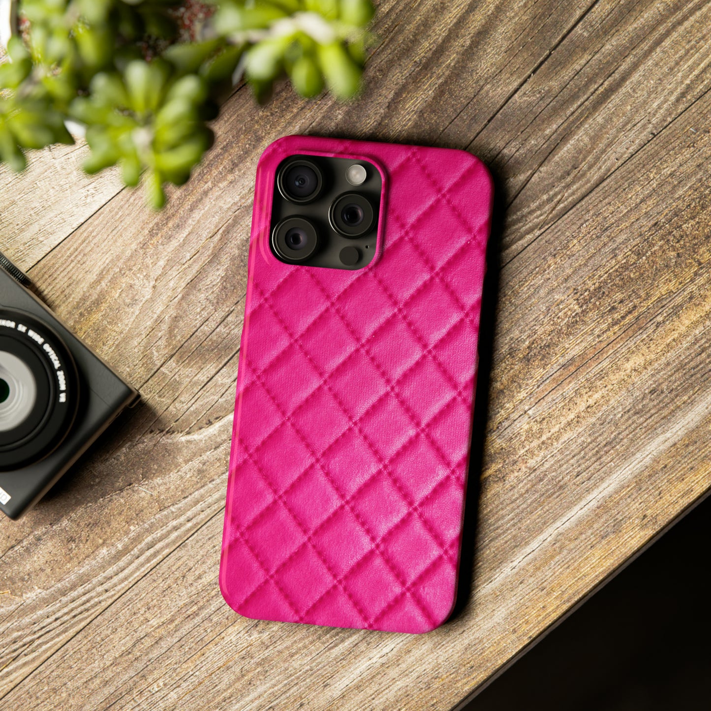 Pink Quilted Design Iphone 15-12 Slim Phone Case