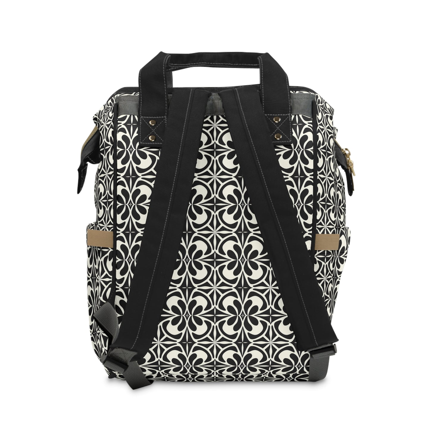 Vintage Retro Chic Bold Black and White Geometric Pattern Multifunctional Diaper Backpack