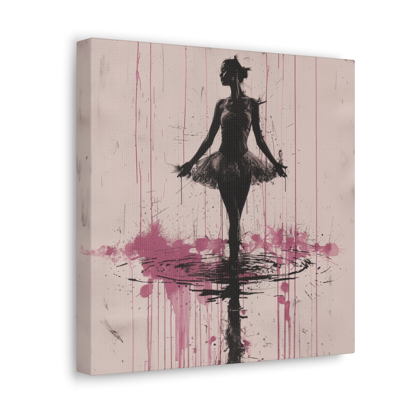 Grace in the Rain Abstract Ballerina Dancing Amidst Pink Showers Print on Canvas Gallery - 13 Sizes