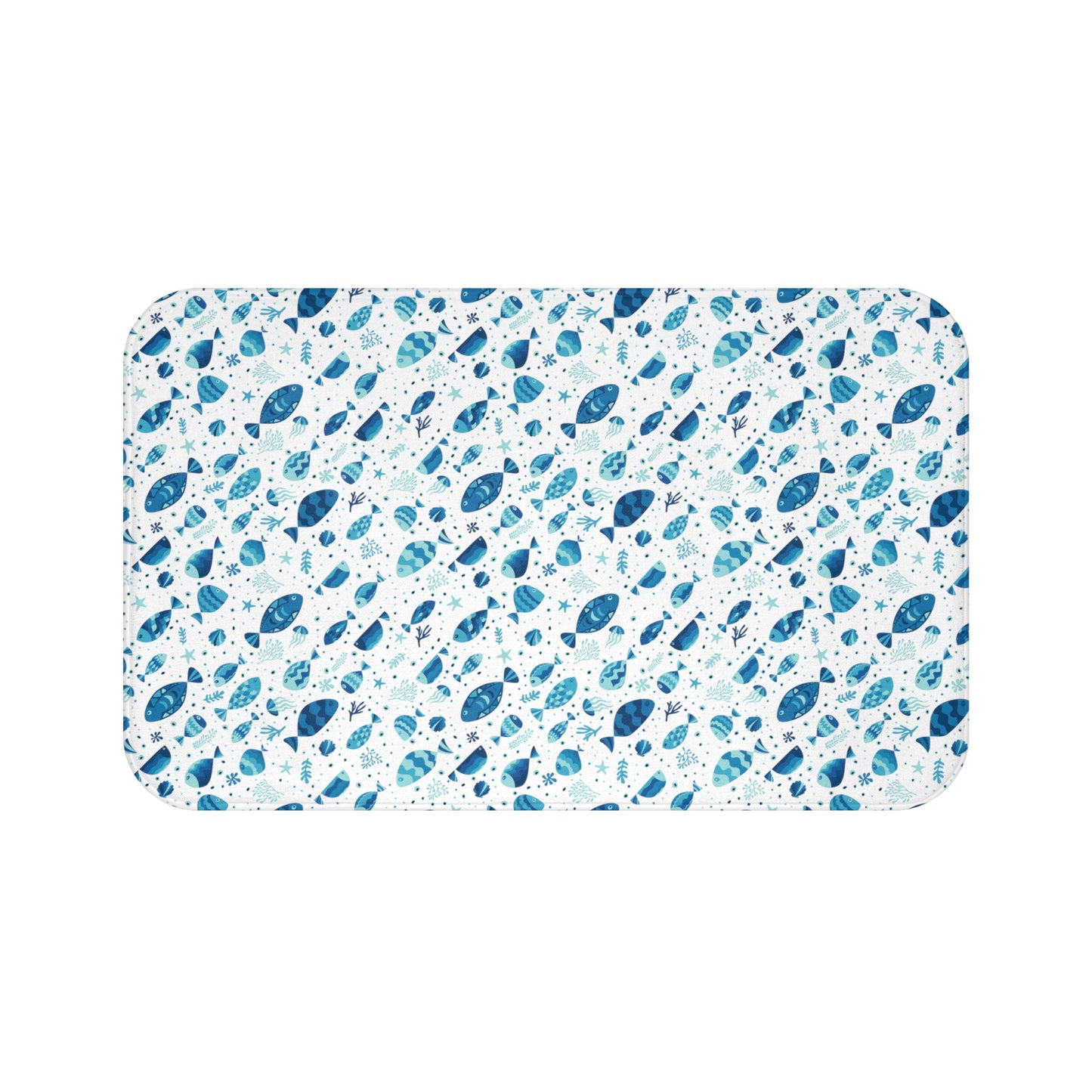 Fish and Stars Ocean Theme Design  - Bathroom Non-Slip Mat 2 Sizes