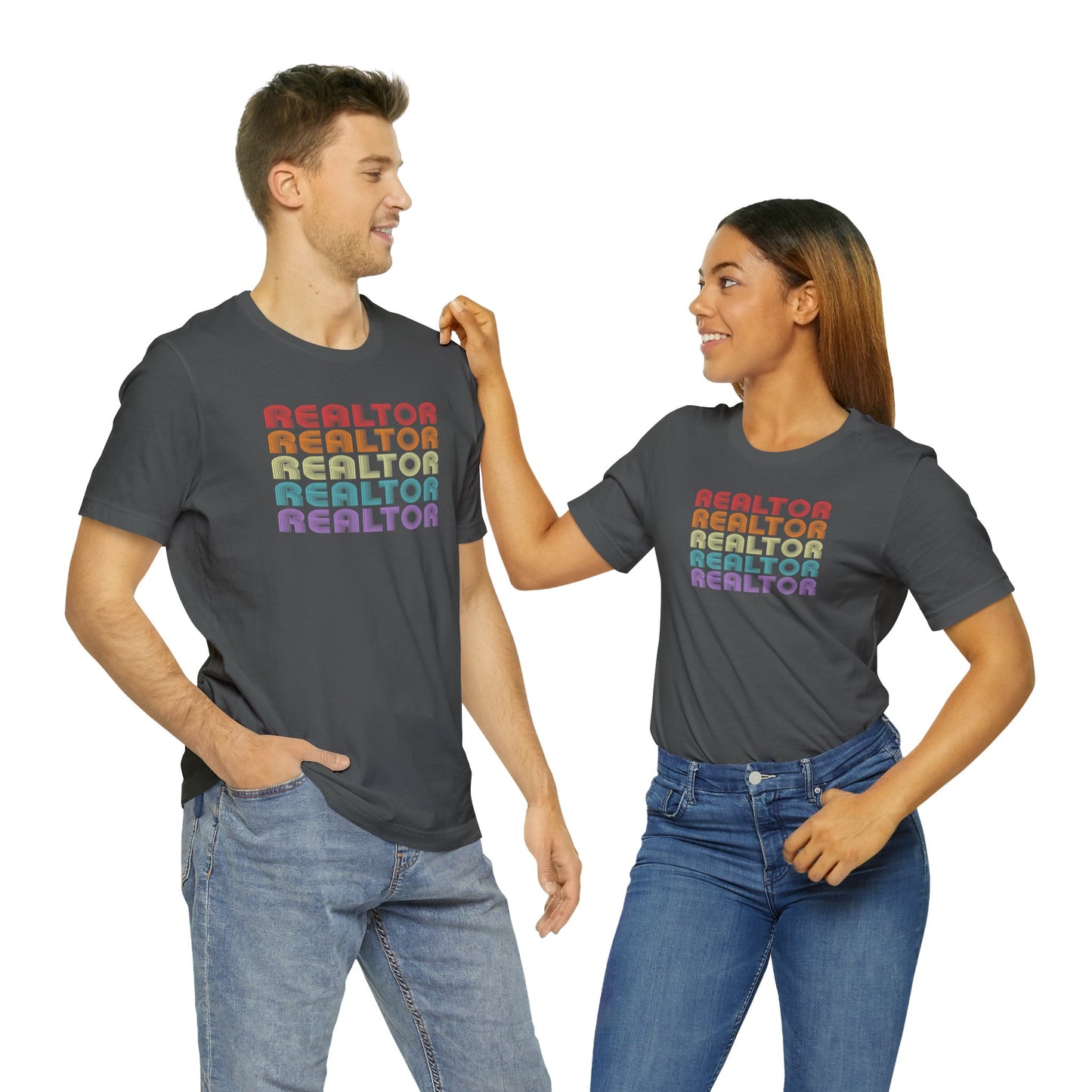 Retro Rainbow Realtor Design - Short Sleeve T-Shirt XS-5XL