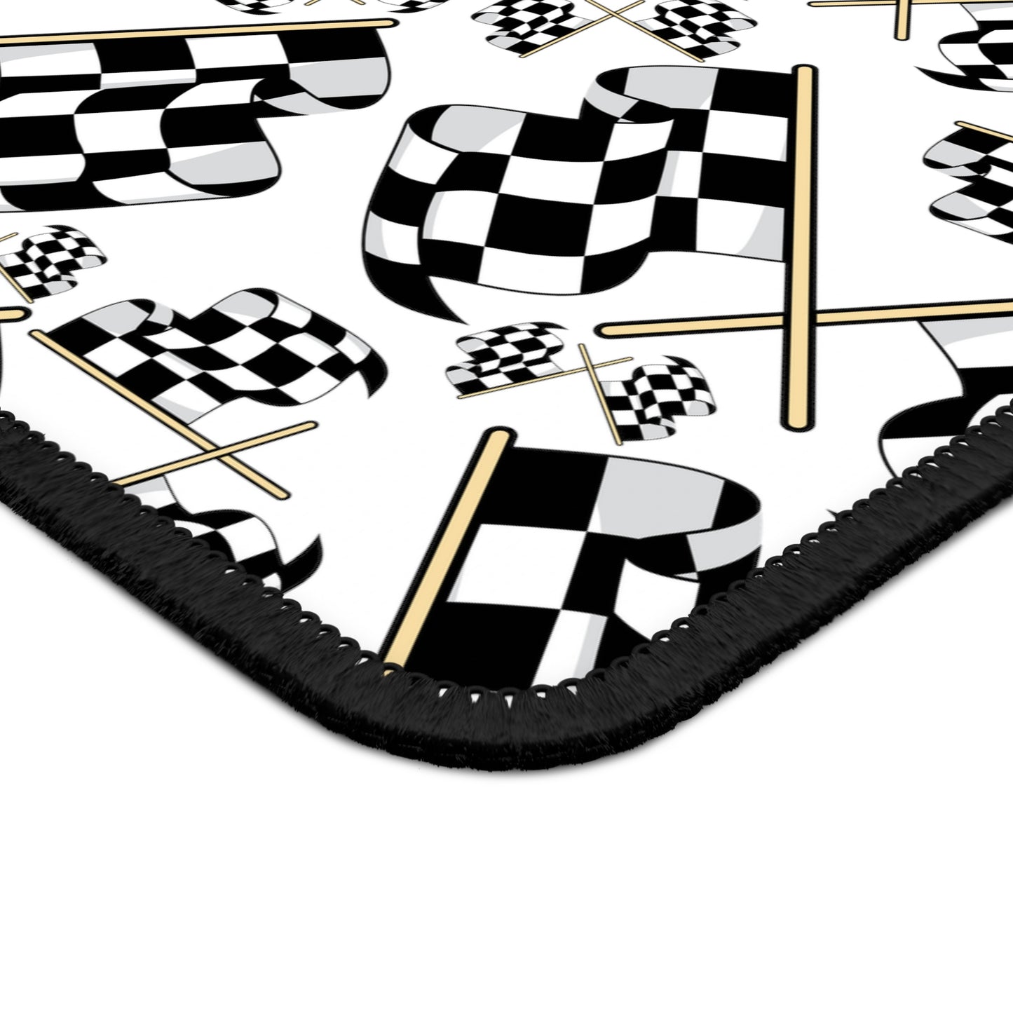 Speedway Spectacle: Racing Day, Checked Flags Flying Gaming Mouse Pad with Finished Edges