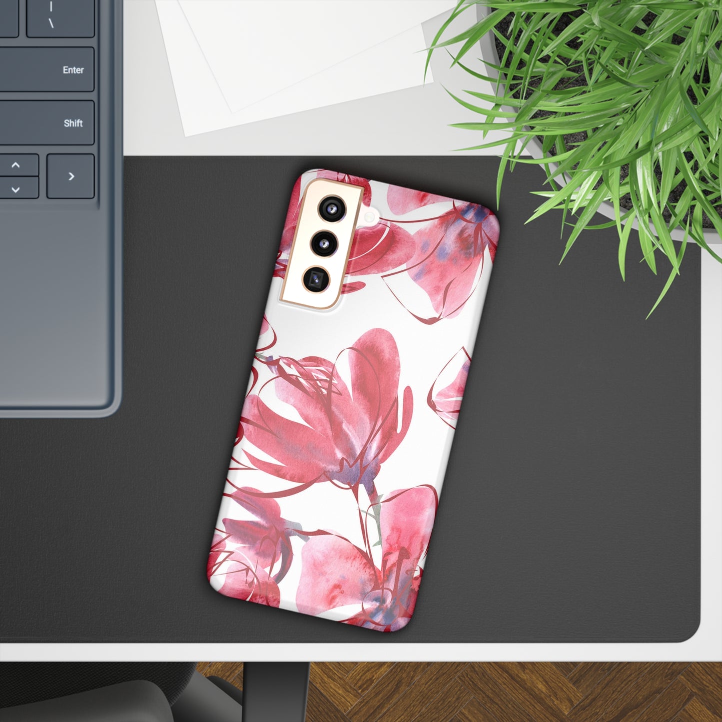 Large Pink Flower Samsung Slim Cases