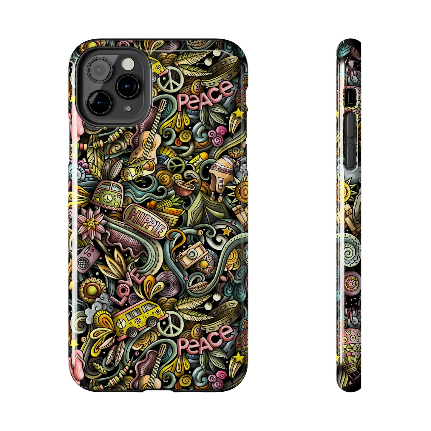 Peace, Love & VW Fun Cartoon Design Iphone Tough Phone Case