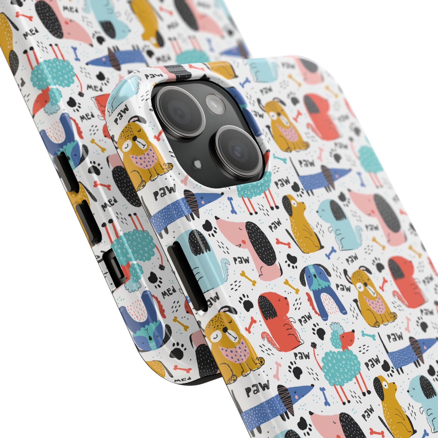 Playful Pups: Colorful Cartoon Dogs Iphone Tough Phone Case