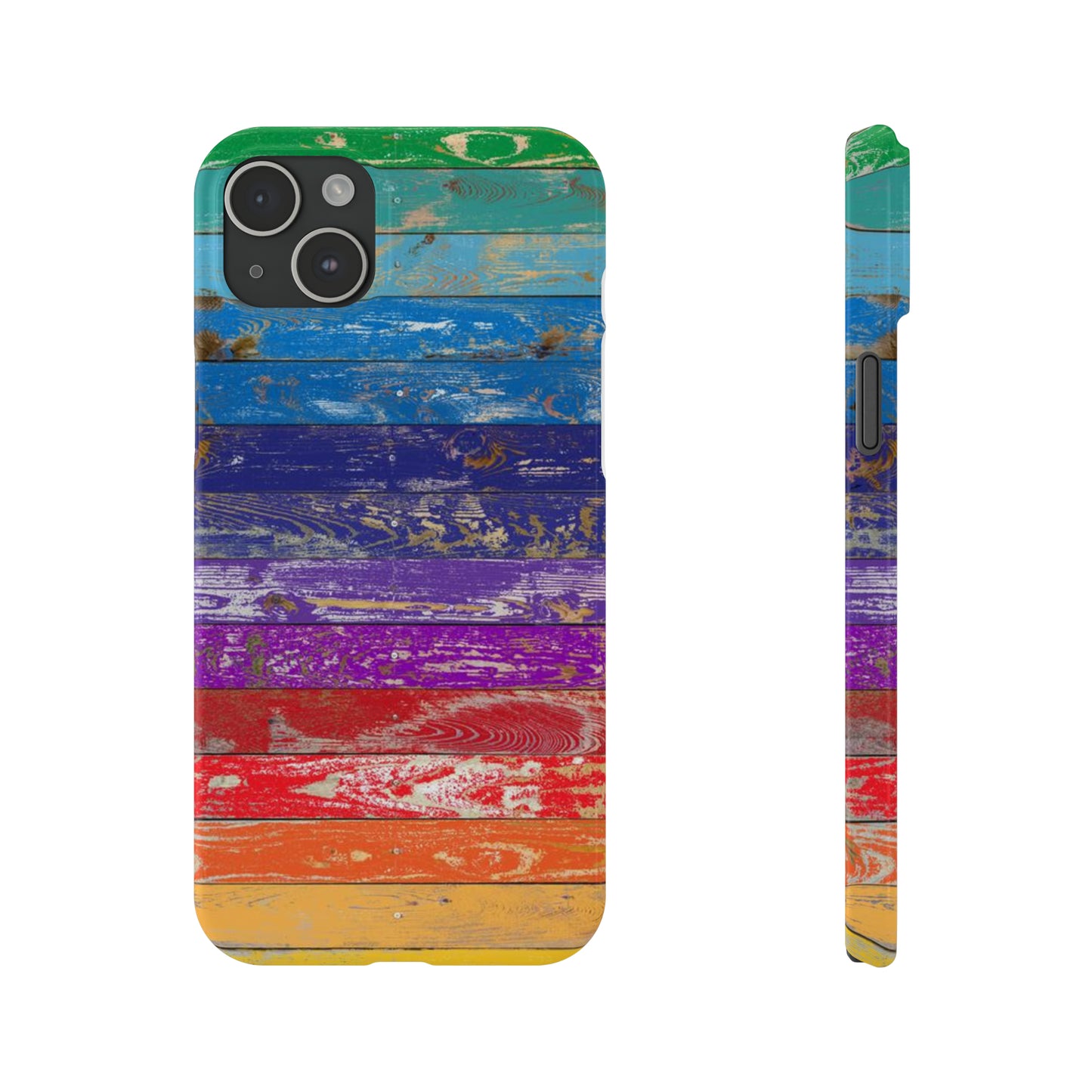 Rainbow Wood Planks Iphone 15-12 Slim Phone Case