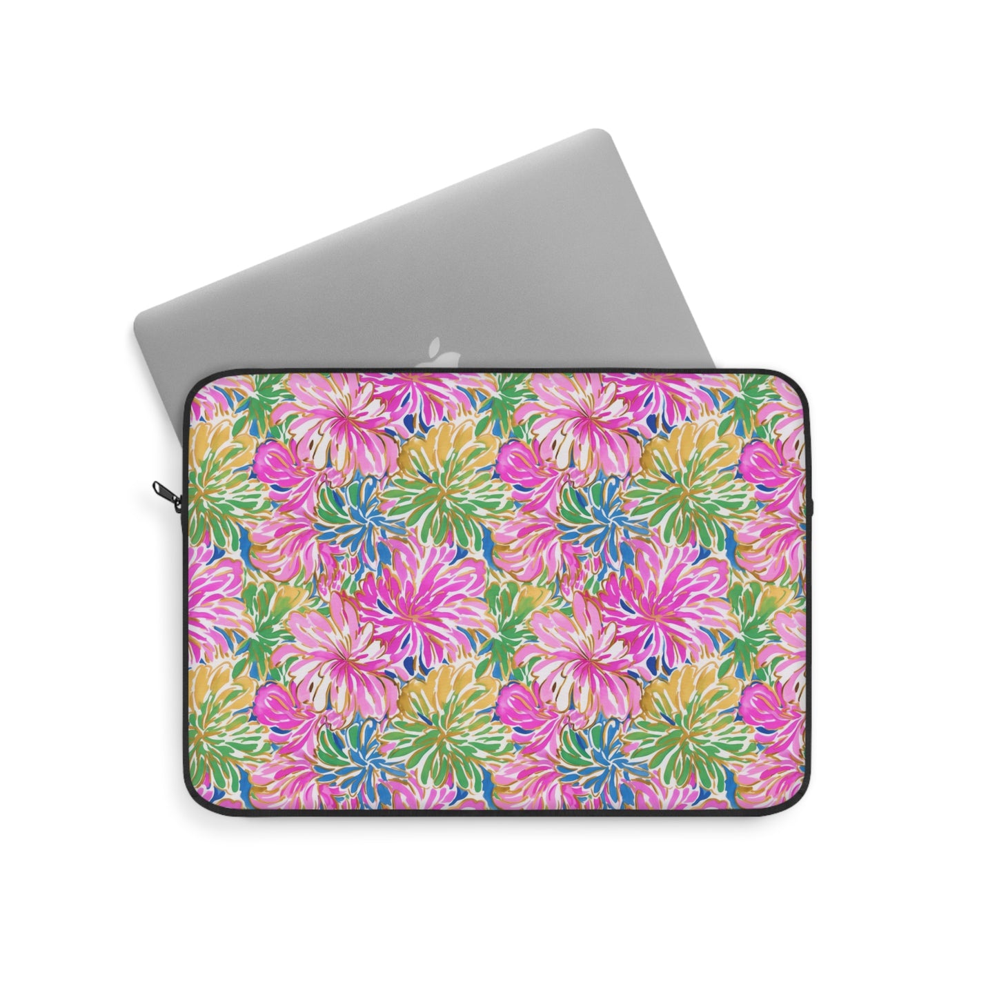 Pastel Bouquet: Large Blooms of Pink, Gold, and Blue in Watercolor Laptop or Ipad Protective Sleeve 3 Sizes Available