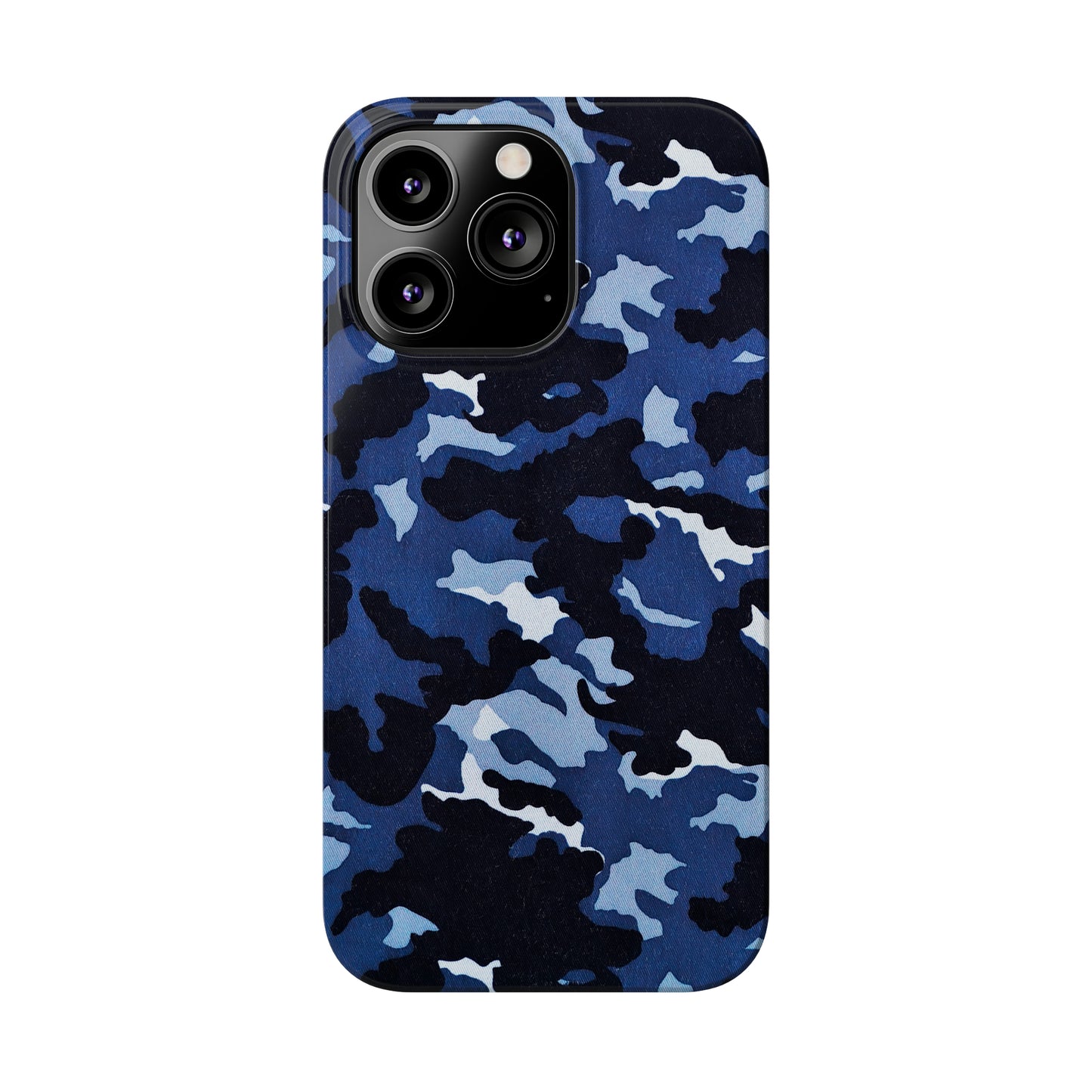 Deep Sea Concealment: Navy Blue Camouflage Iphone 15-12 Slim Phone Case