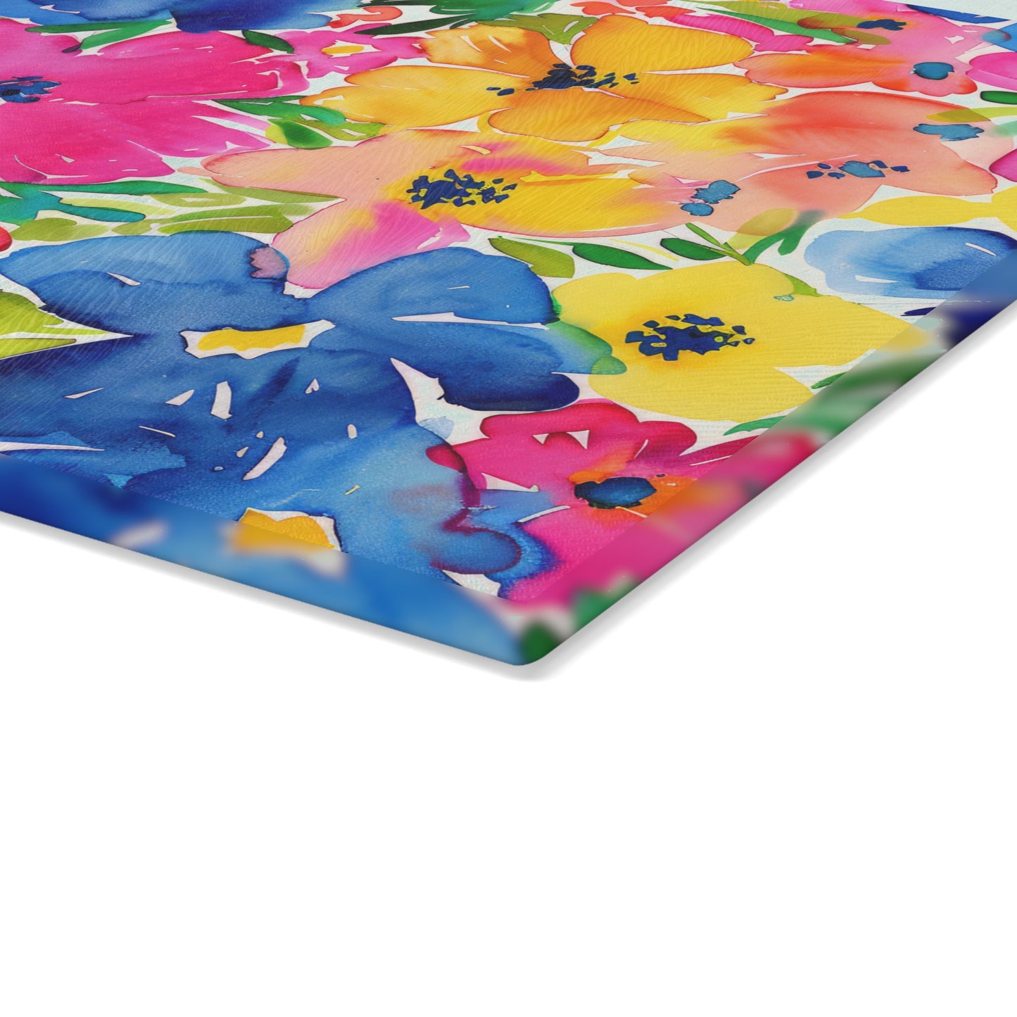 Springtime Kaleidoscope: Multi-color Watercolor Blossoms in Bloom Cutting Board 2 Sizes