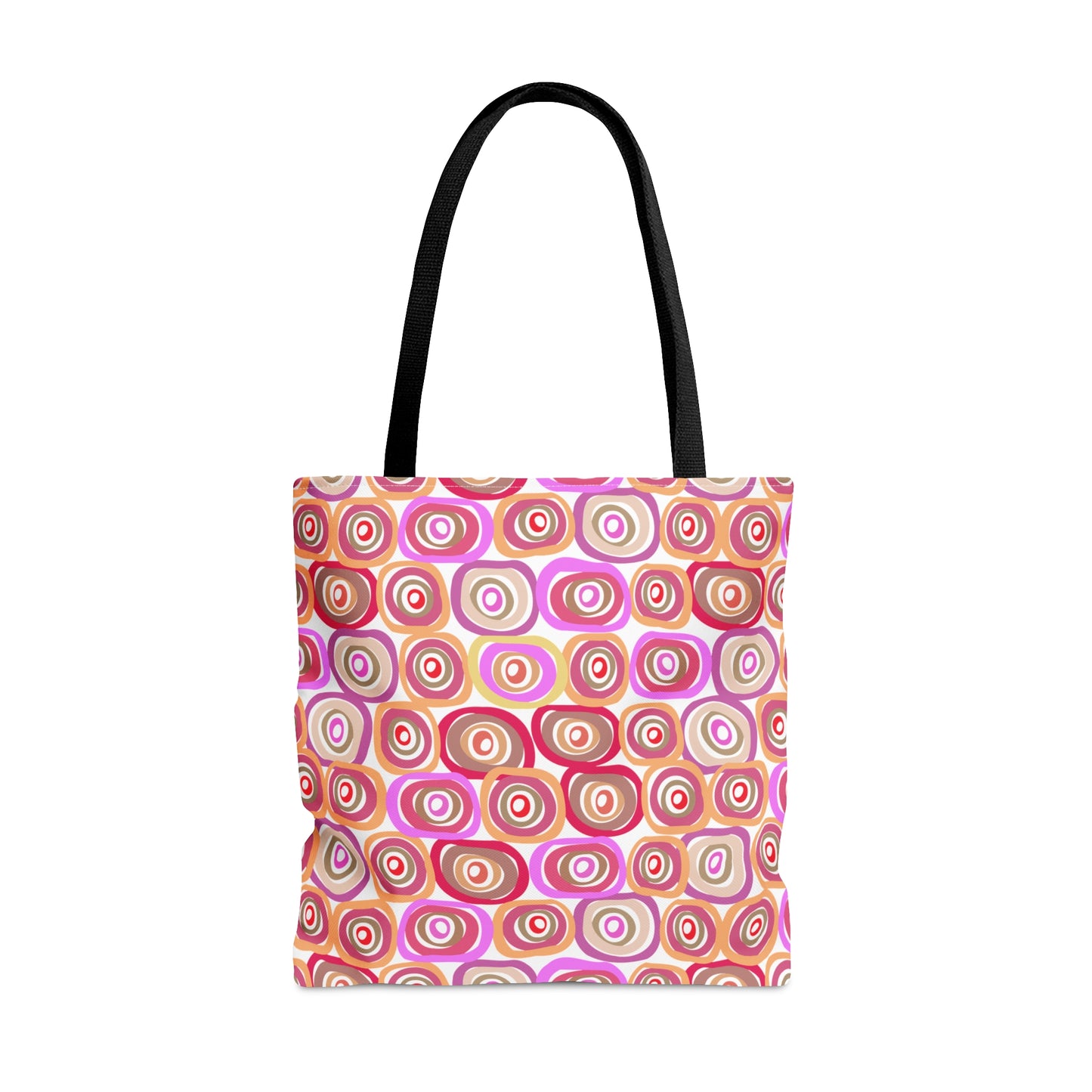 Modern Geometric Art Vibrant Pink, Orange and Tans Circles Pattern Canvas Tote 3 Sizes