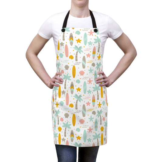 Surfing Boards and Palm Tree Beach Theme Pattern - Kitchen Chef Apron