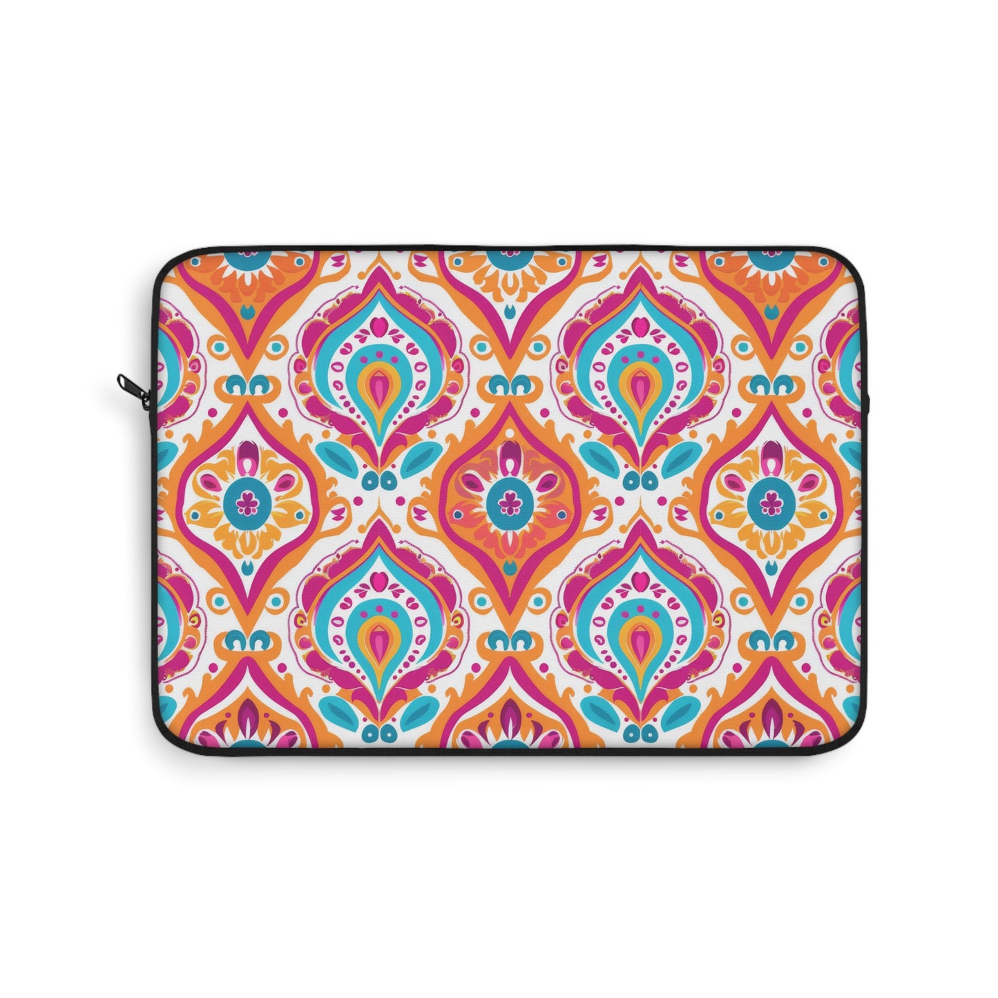 Bohemian Rapture of Floral Harmony in Lush Tangerine and Cerulean Laptop or Ipad Protective Sleeve 3 Sizes Available