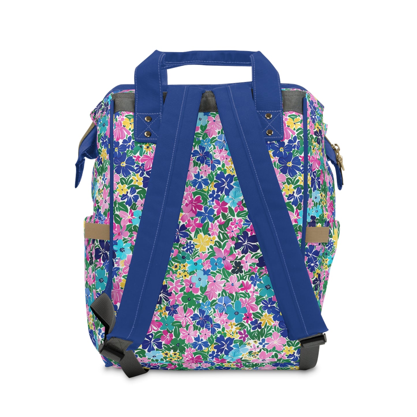 Rainbow Blooms: Vibrant Multi-color Watercolor Flowers in Full Bloom Multifunctional Diaper Backpack