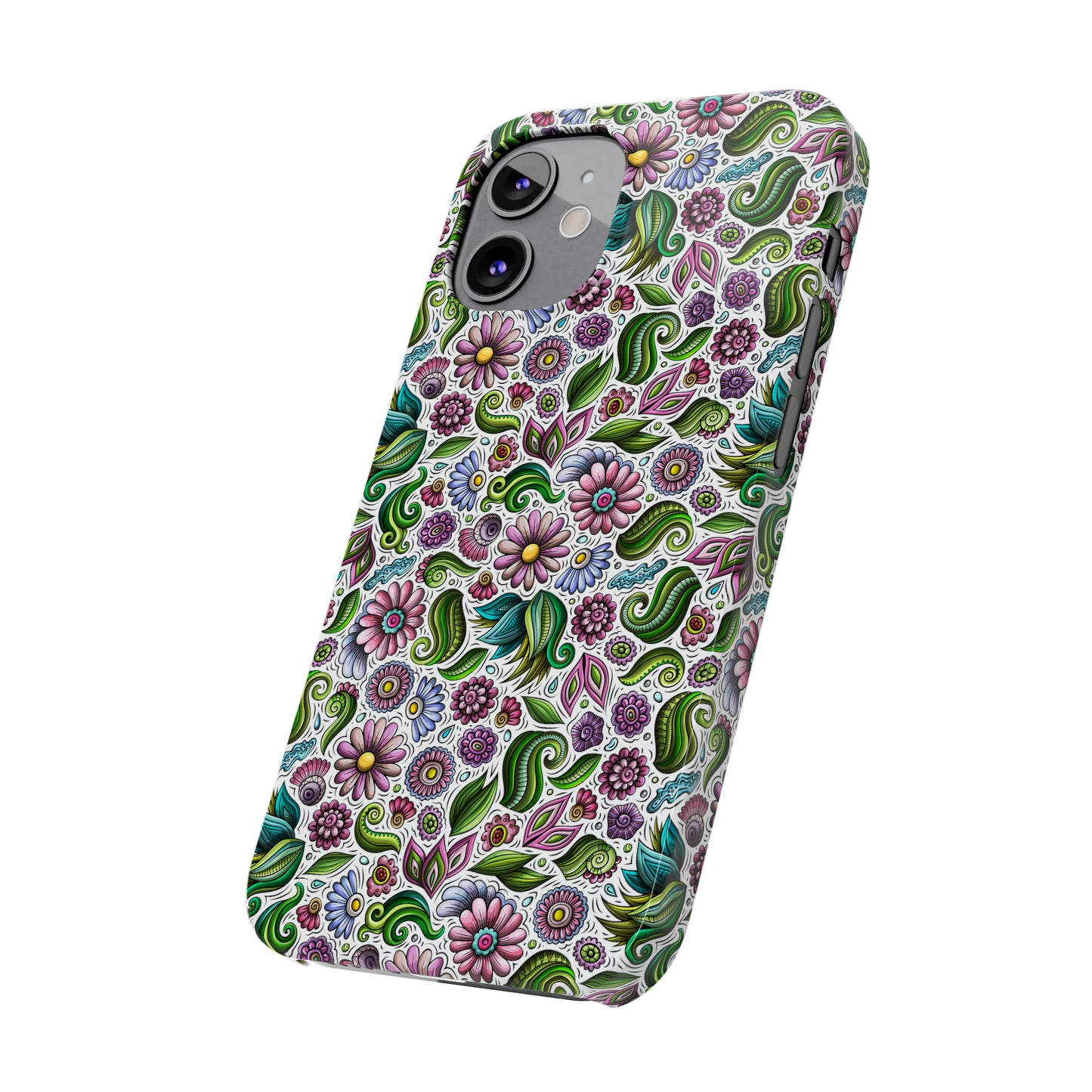 Purple & Pink Daisy Floral Print Iphone 15-12 Slim Phone Case