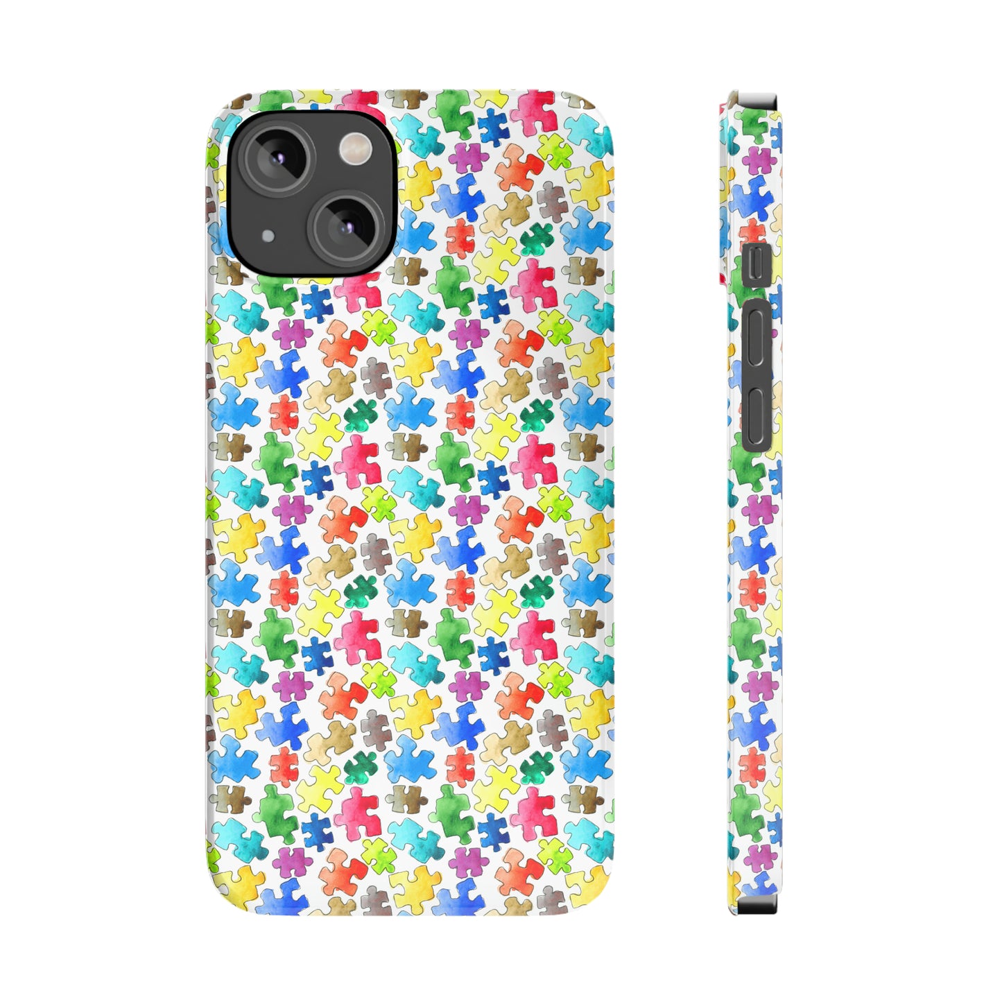 Rainbow Puzzle Pieces Iphone 15-12 Slim Phone Case