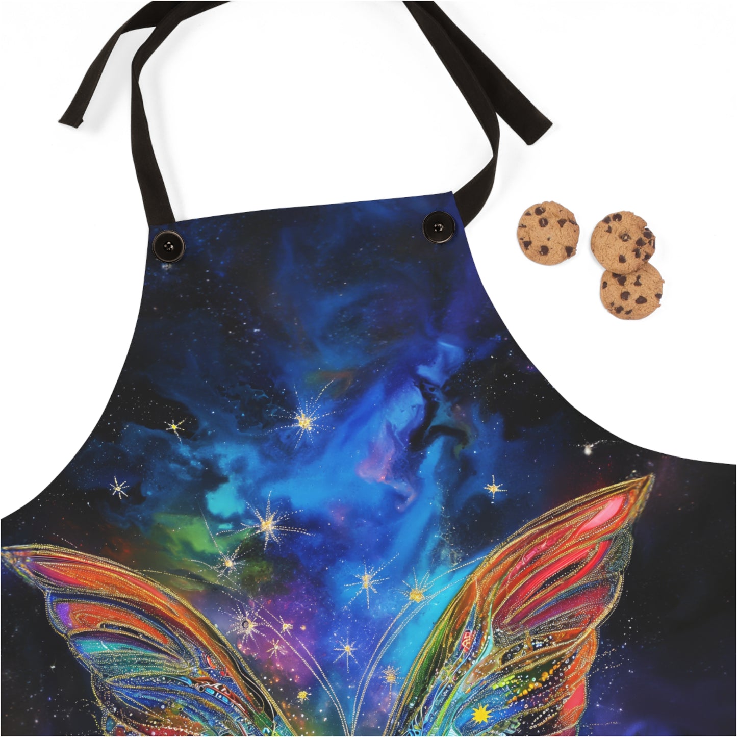 Starlit Majestic Cosmic Monarch Butterfly with Galactic Nebulae Kitchen Chef Apron