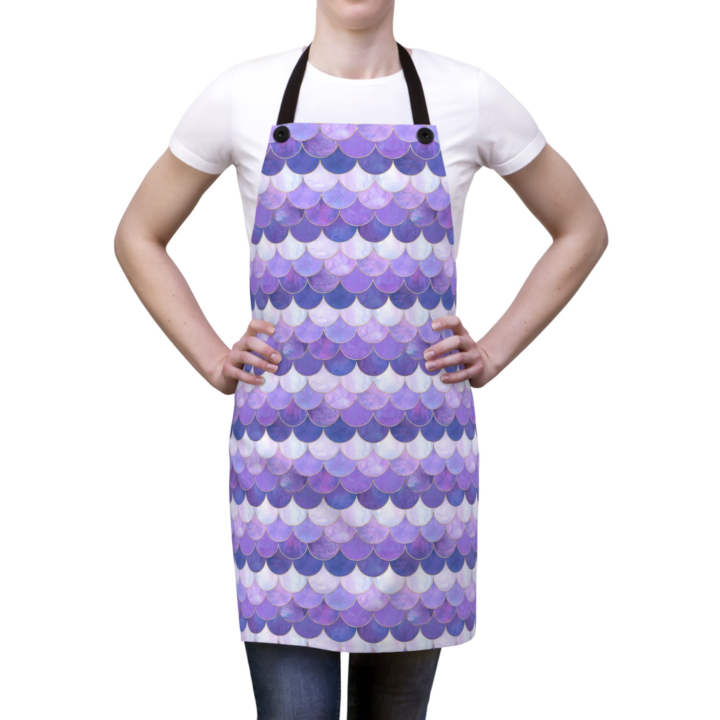 Enchanting Mermaid Hues: Purples Shimmering Scales  - Kitchen Chef Apron