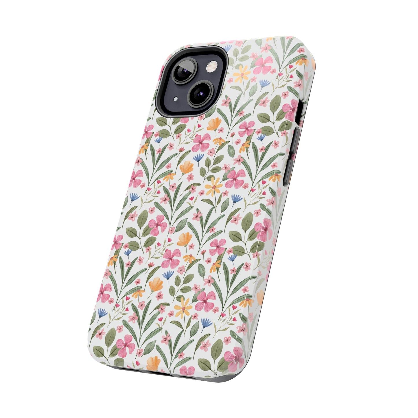 Pink Watercolor Spring Flowers Iphone Tough Phone Case