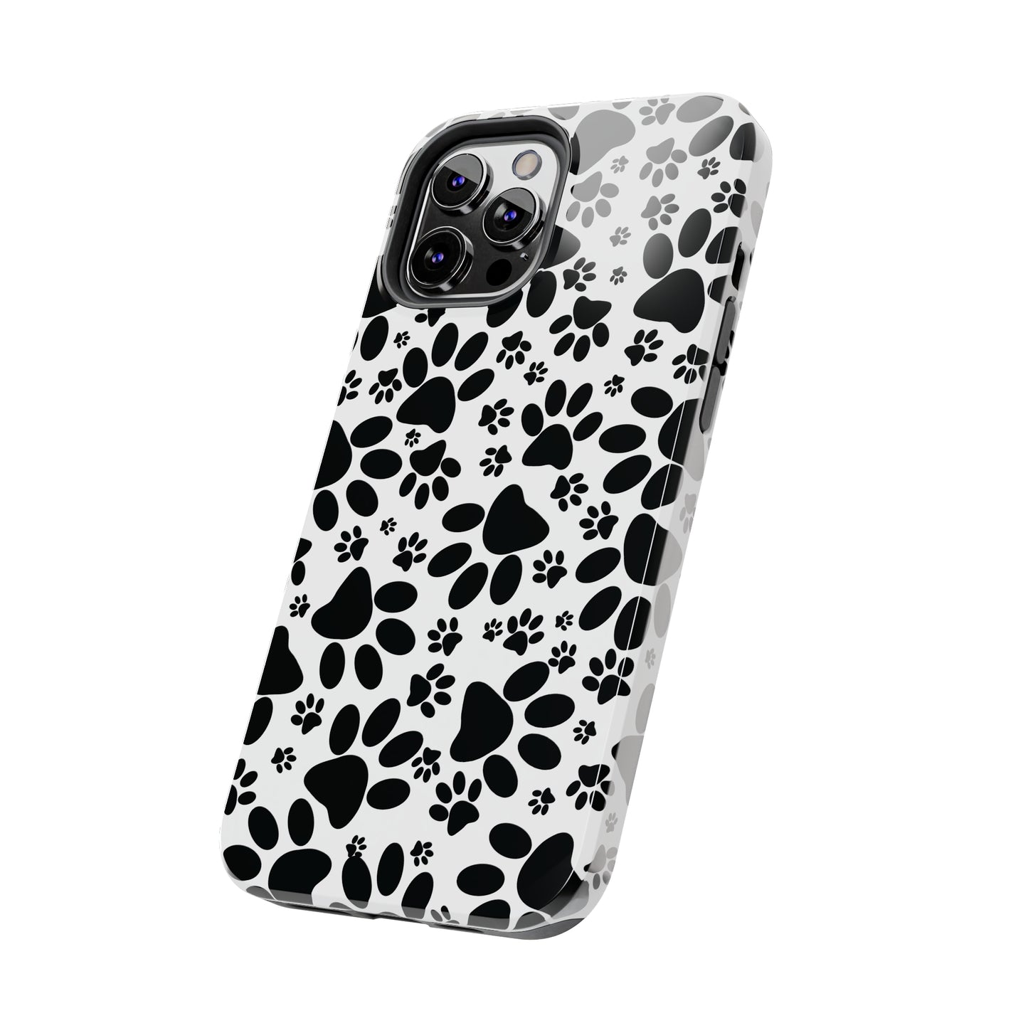 Stealthy Tracks: Black Animal Paw Prints Iphone Tough Phone Case