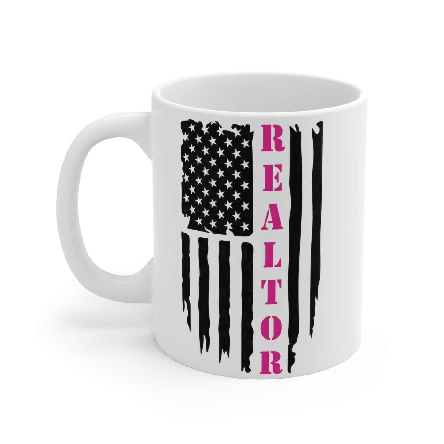 American Flag with Realtor in Pink - 11 oz Coffee