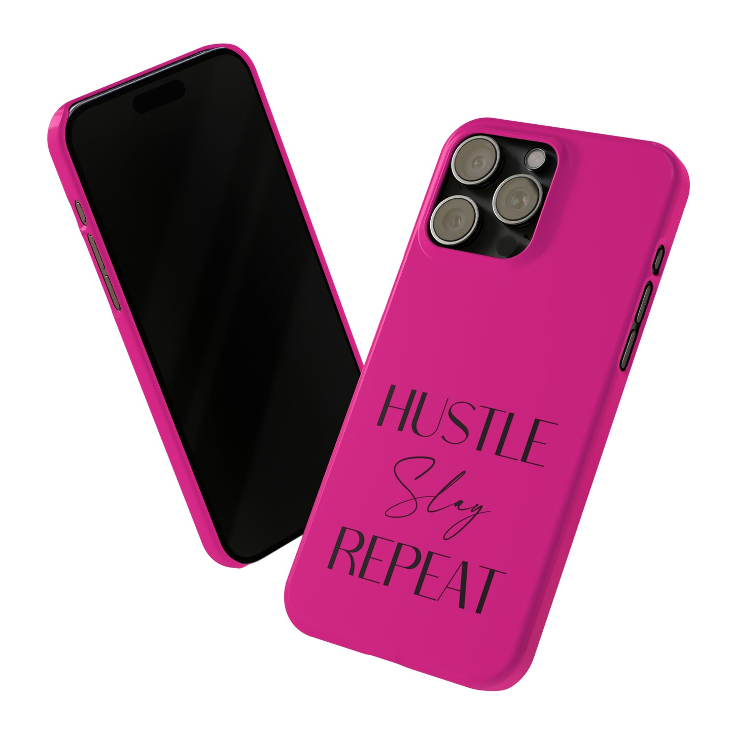 Pink & Black - Hustle Slay Repeat Iphone 15-12 Slim Phone Case