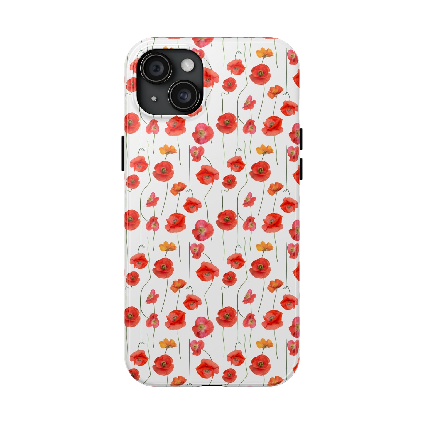 Vivid Elegance: Bright Red Poppies on a White Background Iphone Tough Phone Case