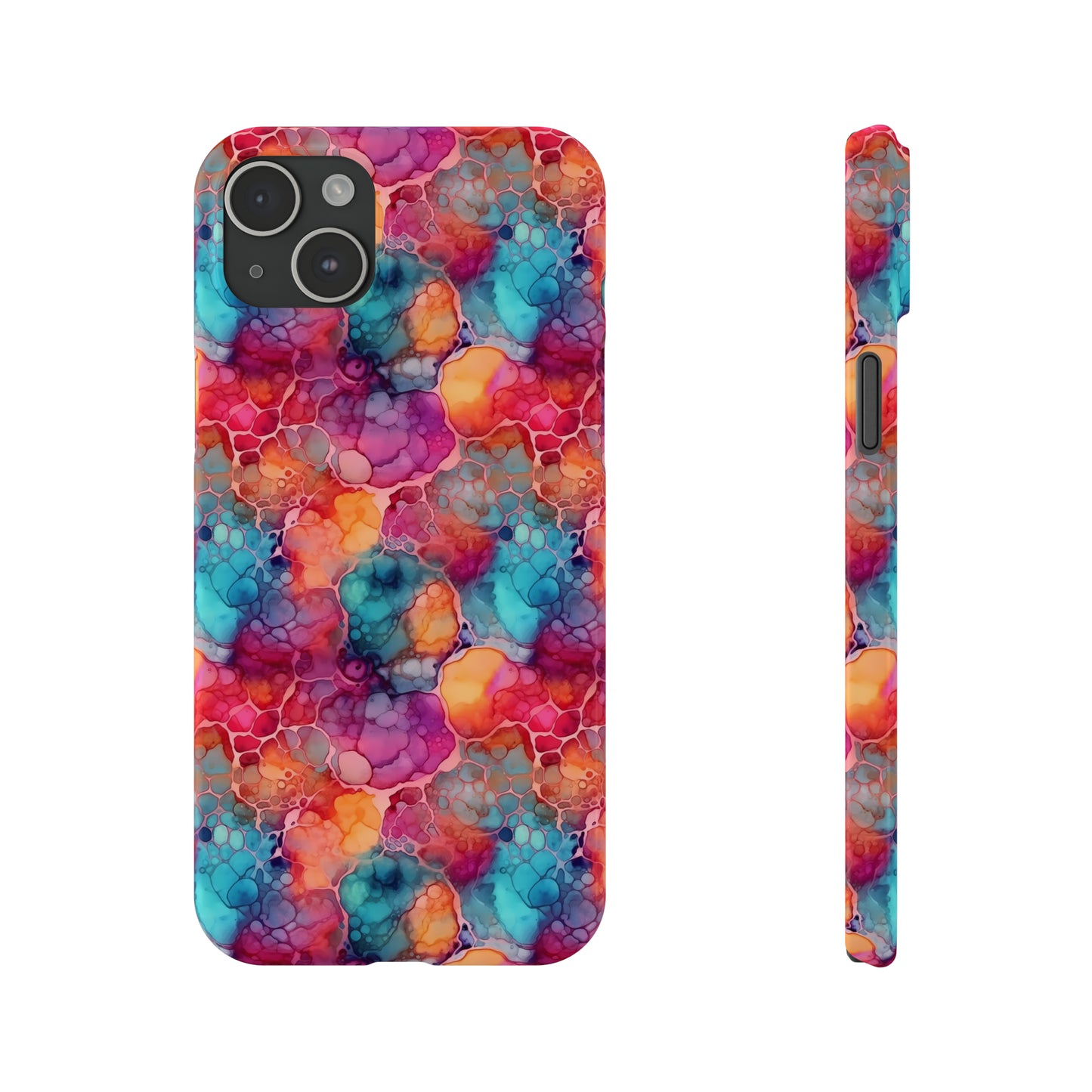 Rainbow Alcohol Ink Design Iphone 15-12 Slim Phone Case