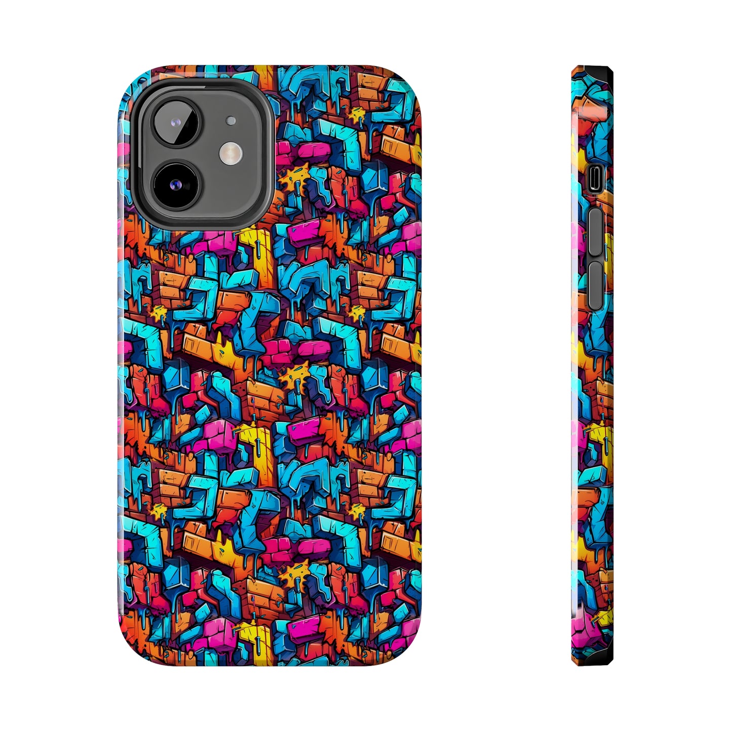 3D Rainbow Colored Graphic Blocks Design Iphone Tough Phone Case