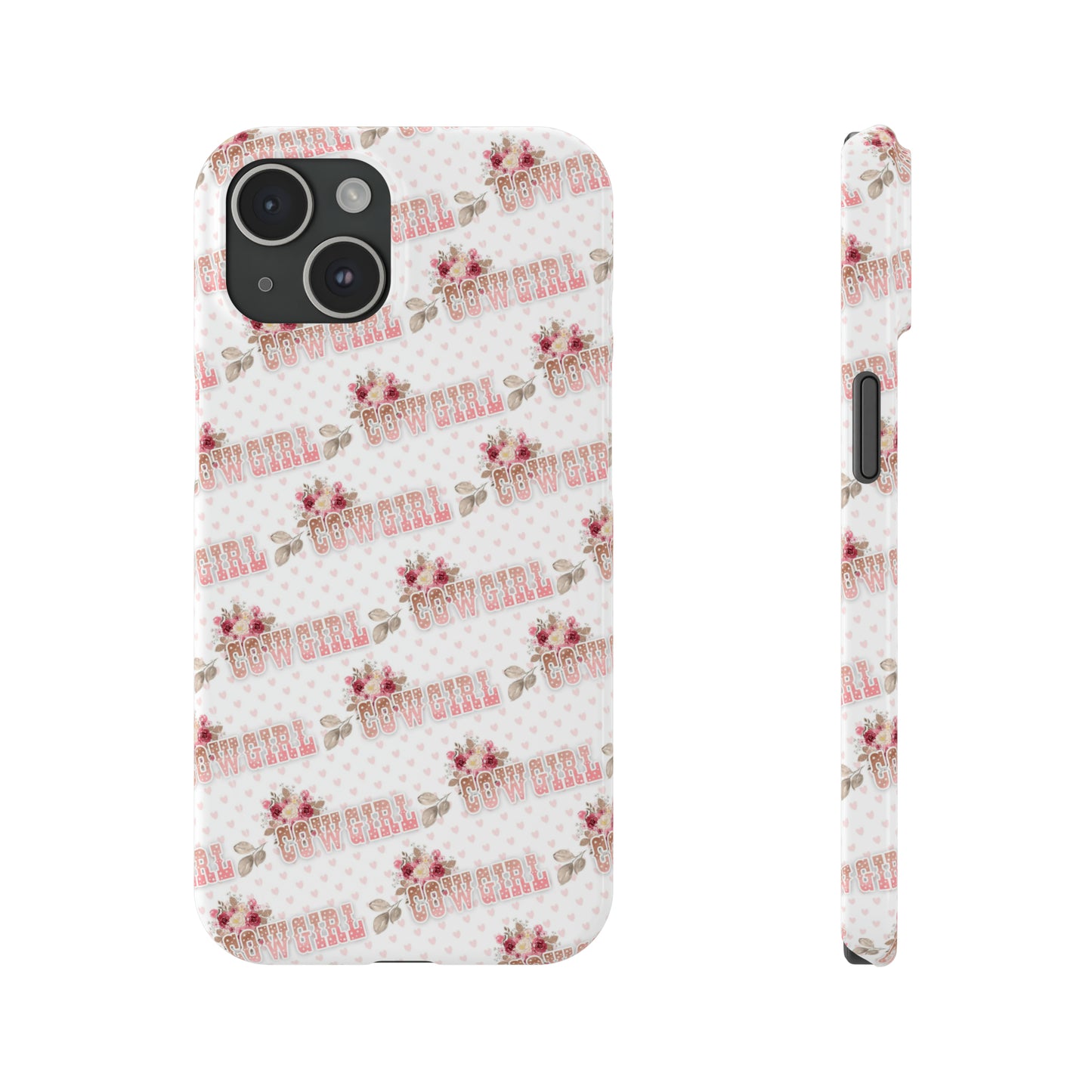 Pink Cowgirl and Flowers Iphone 15-12 Slim Phone Case