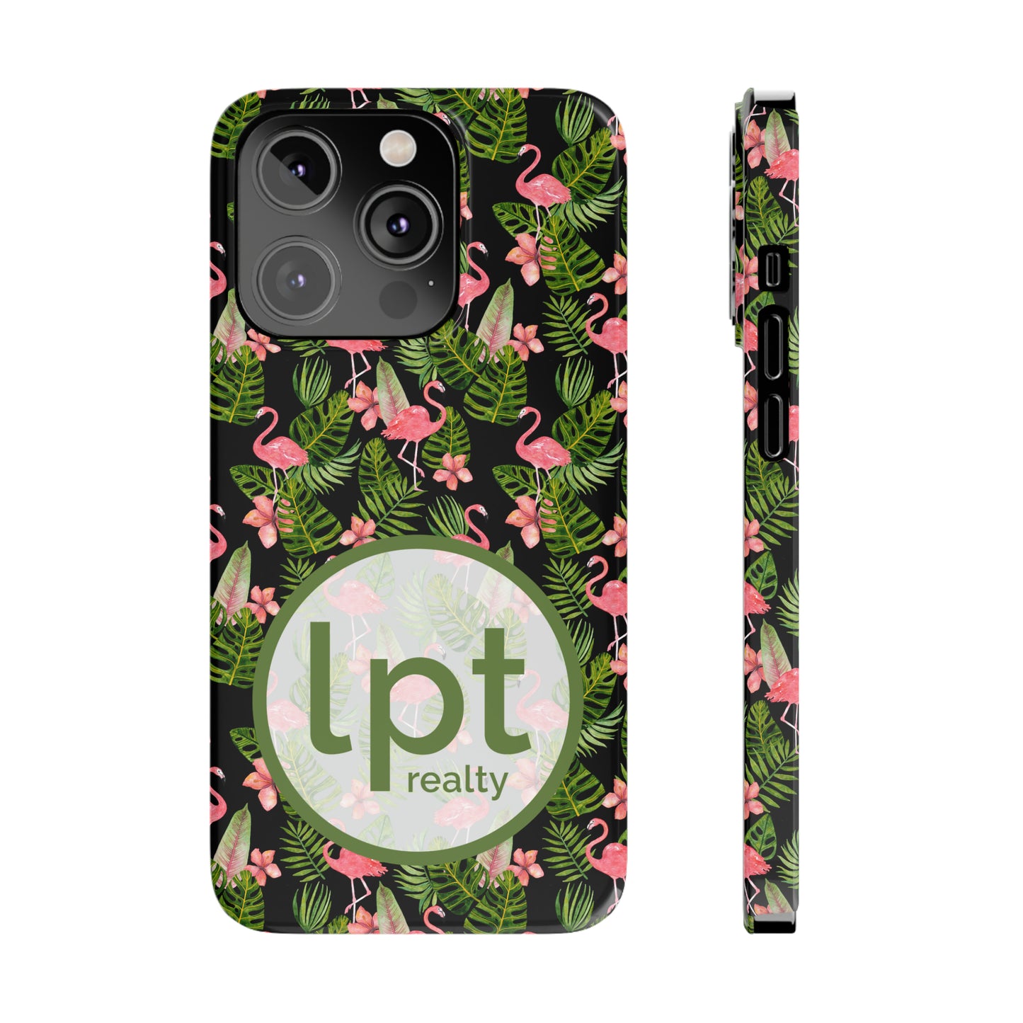 LPT Realty Logo -  Tropical Flamingos Iphone 15-12 Slim Phone Case