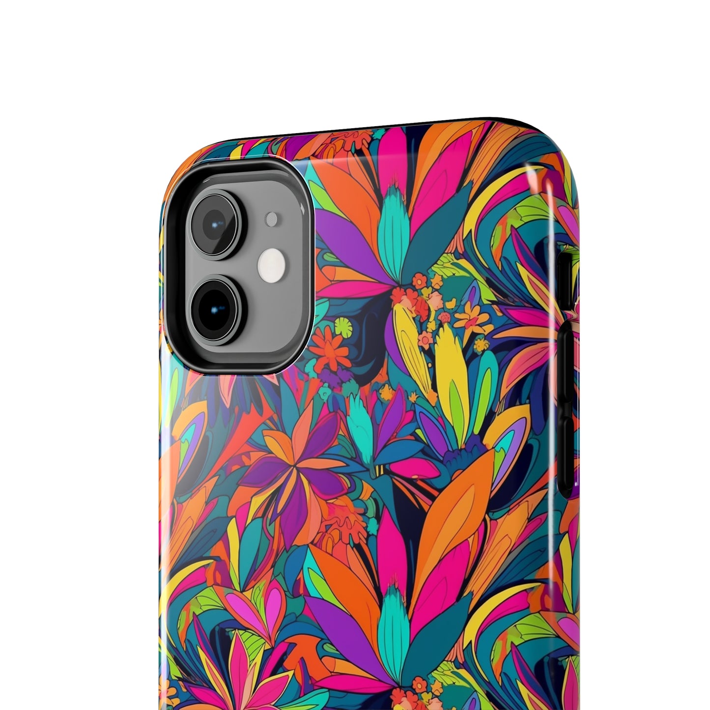 Tropical Neon Flowers Iphone Tough Phone Case